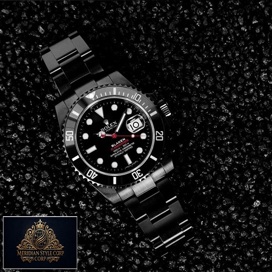Rolex Blaken Submariner Black Dial Replica on the asphalt