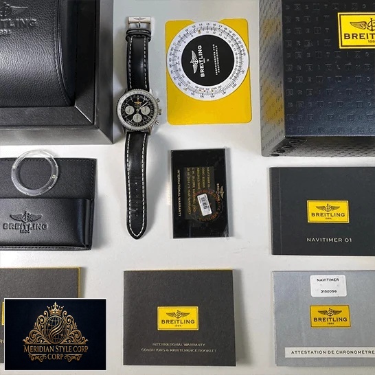 Breitling Navitimer Black Dial Replica next to warranty card