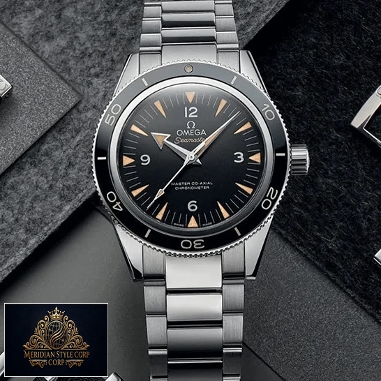 Omega Seamaster Black Dial 300m Co Axial Replica grey background