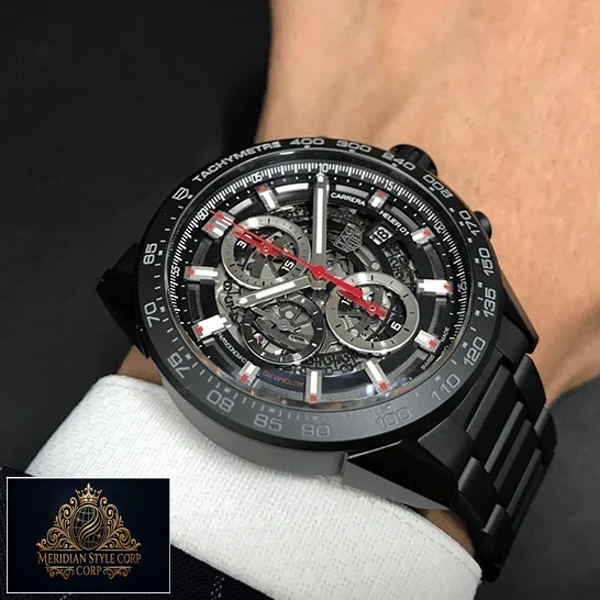 Tag Heuer Carrera Black Red Second Hand Replica on the man wrist