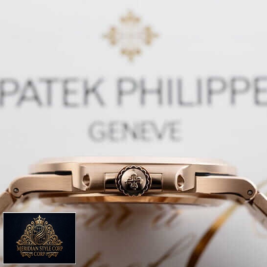 Patek Philippe Nautilus Rose Gold Case Replica crown on the patek logo