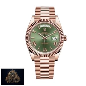 Rolex Day-Date 228235 “Everose Green Roman Dial” True to Original Copy