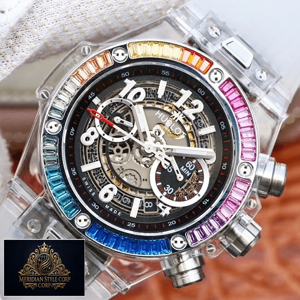 Hublot Sapphire Rainbow Bezel Replica on the hand