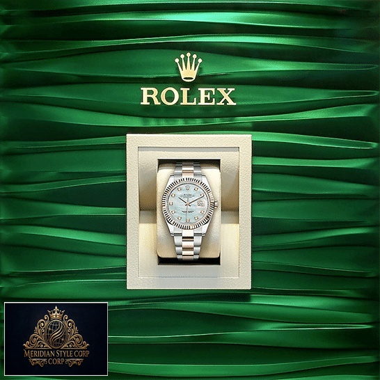 Rolex Datejust 41 126331-0013 Mother Of Pearl Replica in the Box and Green wave background