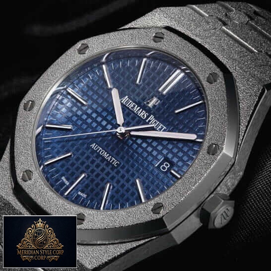 Frosted AP Replica Blue Dial on the black backround
