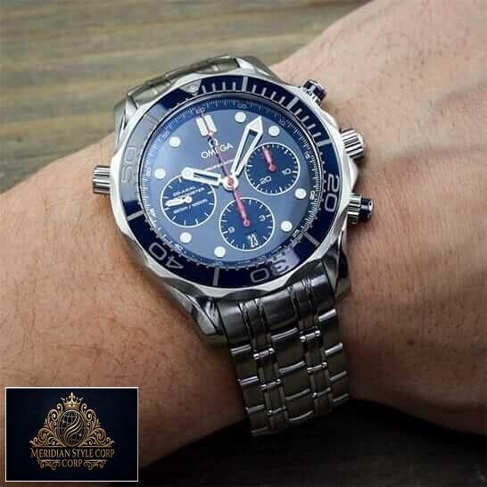 Omega Seamaster 300m Blue Dial Chronograph Steel Replica on the wrist