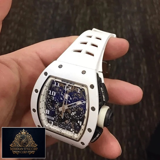 Richard Mille RM011 FM White Rubber Bracelet Replica on the hand