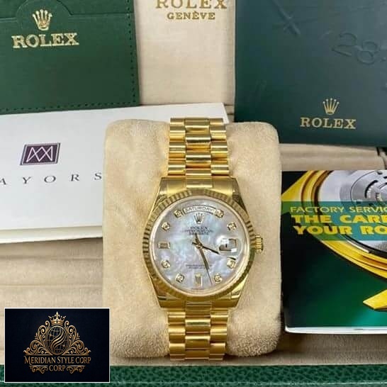 Rolex Day Date Mop 128238 Replica warranty card and instruction manual