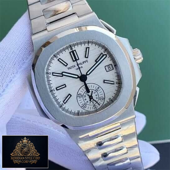 Patek Philippe Geneve White Dial Steel Replica on the white glove hand