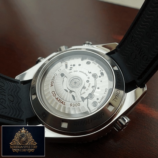 Omega Stainless Steel Case Black Rubber Bracelet Replica mechanism view