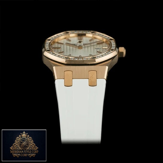 Audemars Piguet White Rubber Diamond Bezel Replica black background