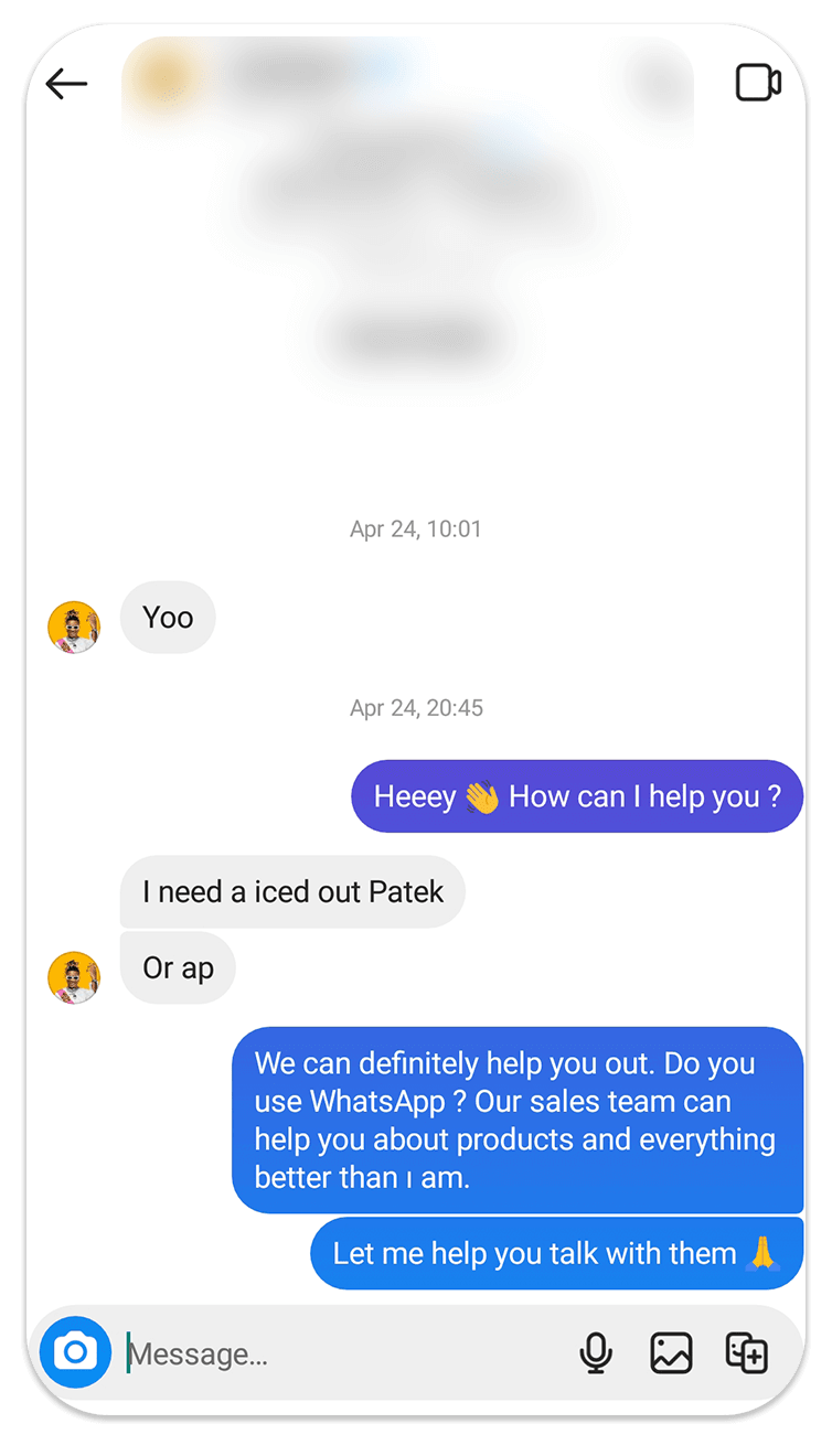 Customer Instagram conversation 1