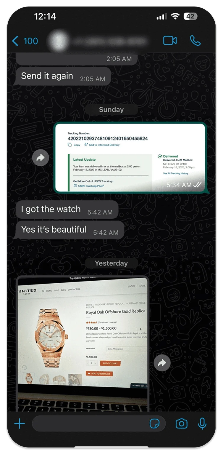 Customer WhatsApp conversation 3