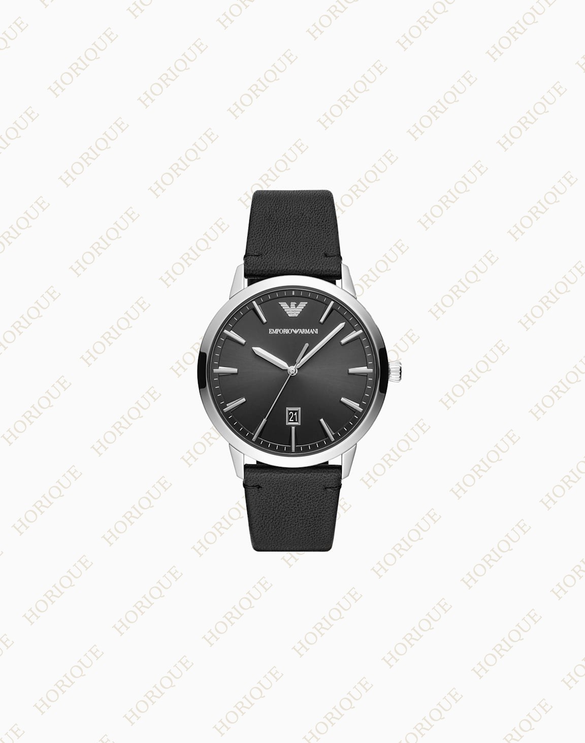 Armani Black leather watch with three Super Clone Watch