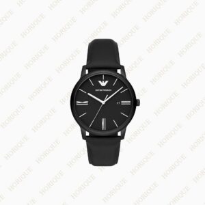 Armani Three-Hand Date Black Leather Watch Super Clone Watch