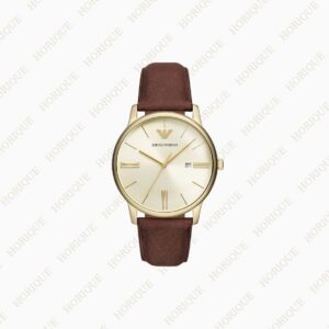 Armani Three-Hand Date Brown Leather Watch Super Clone Watch