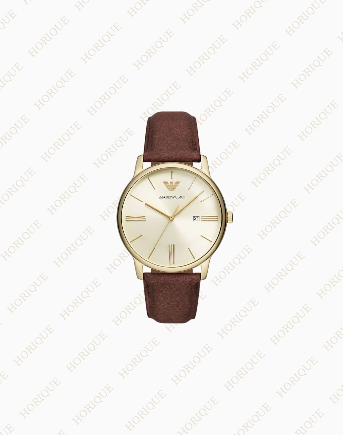 Armani Three-Hand Date Brown Leather Watch Super Clone Watch