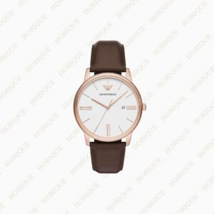 Armani Three-Hand Date Brown Leather Watch Super Clone Watch